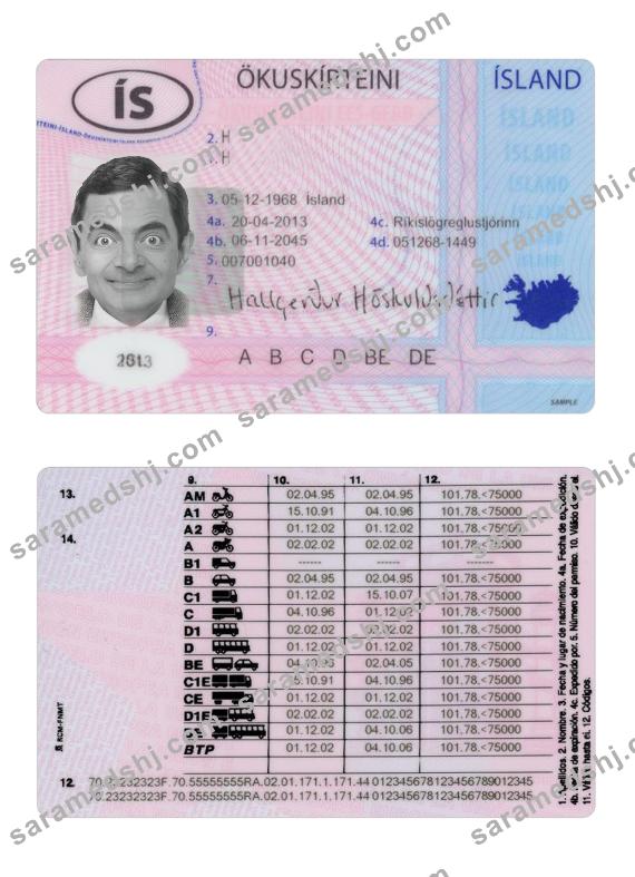 Iceland driving license 2013-present